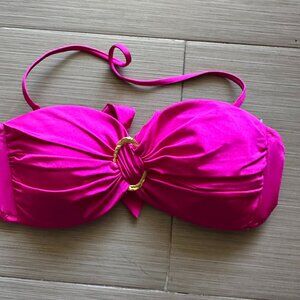 Trina Turk Pink Bikini Bandeau Top with Gold Accent - Size 8 New!